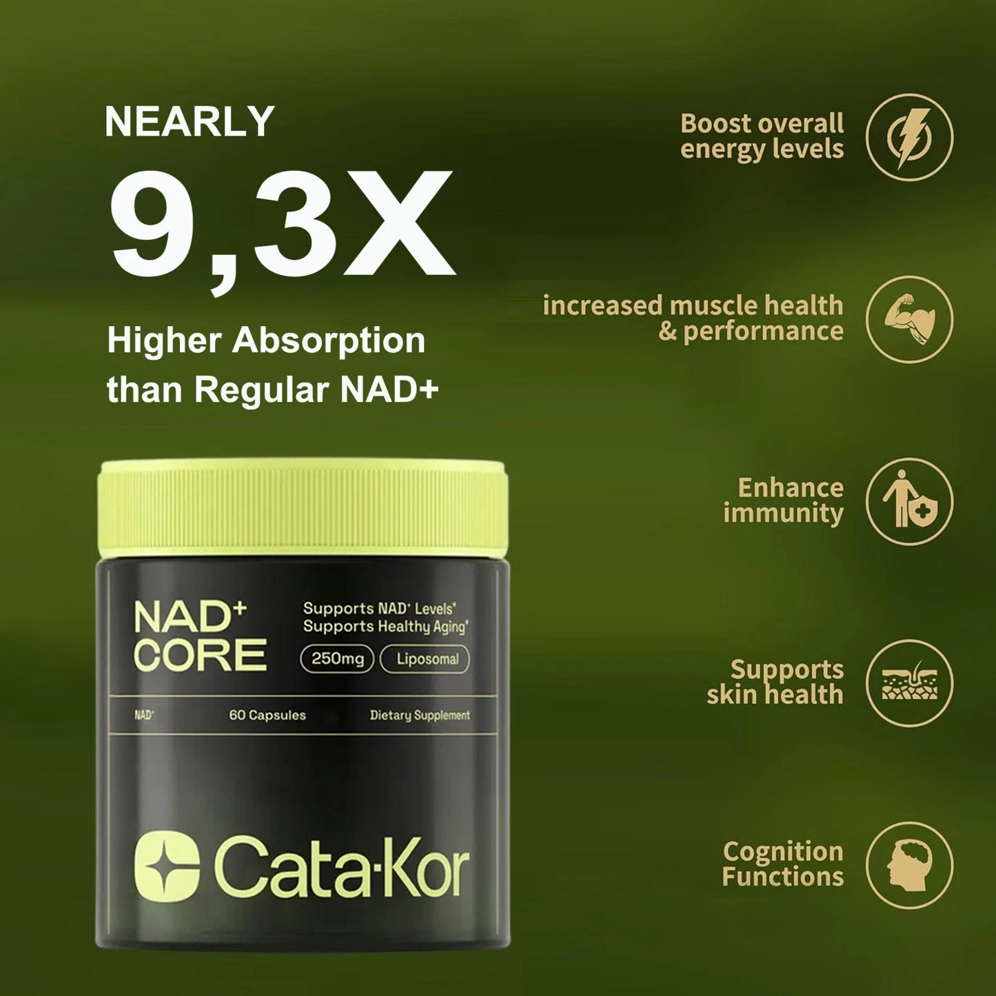 Cata-Kor NAD+ Advanced - NAD Supplement with Resveratrol